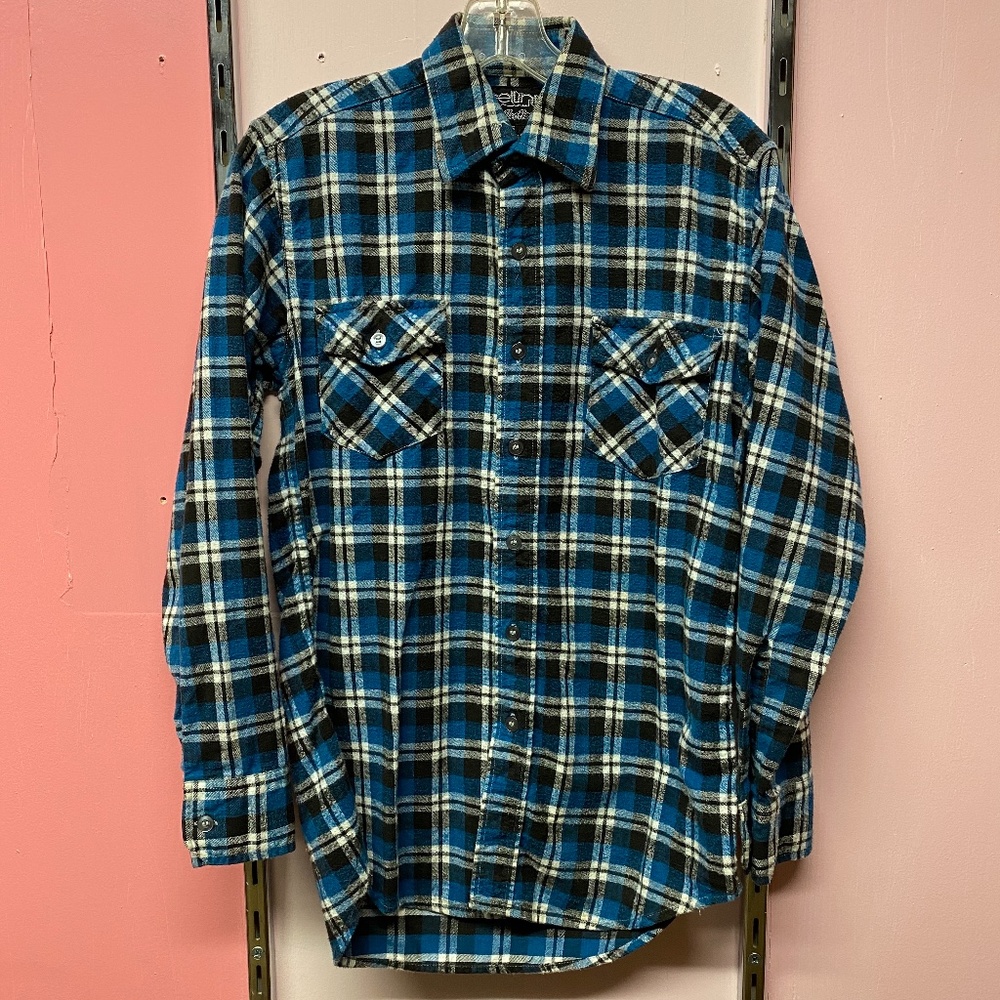 Vintage blue plaid button down shirt - small